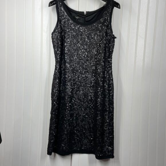 Talbots Dresses & Skirts - Talbots Women’s Black Sequin Cocktail Dress Back Zip Knee Length Size 4P